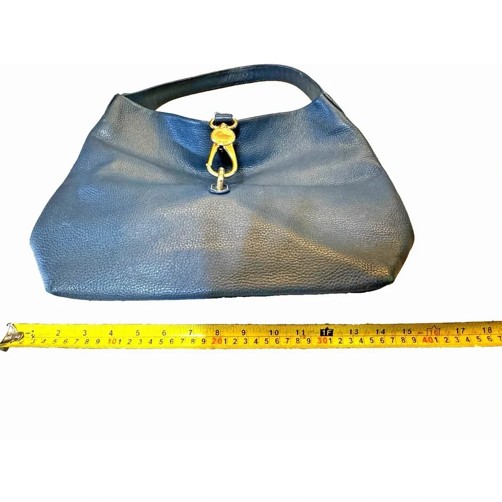 Dooney & Bourke Pebbled Leather Hobo Shoulder Bag Black Duck‎ Medallion